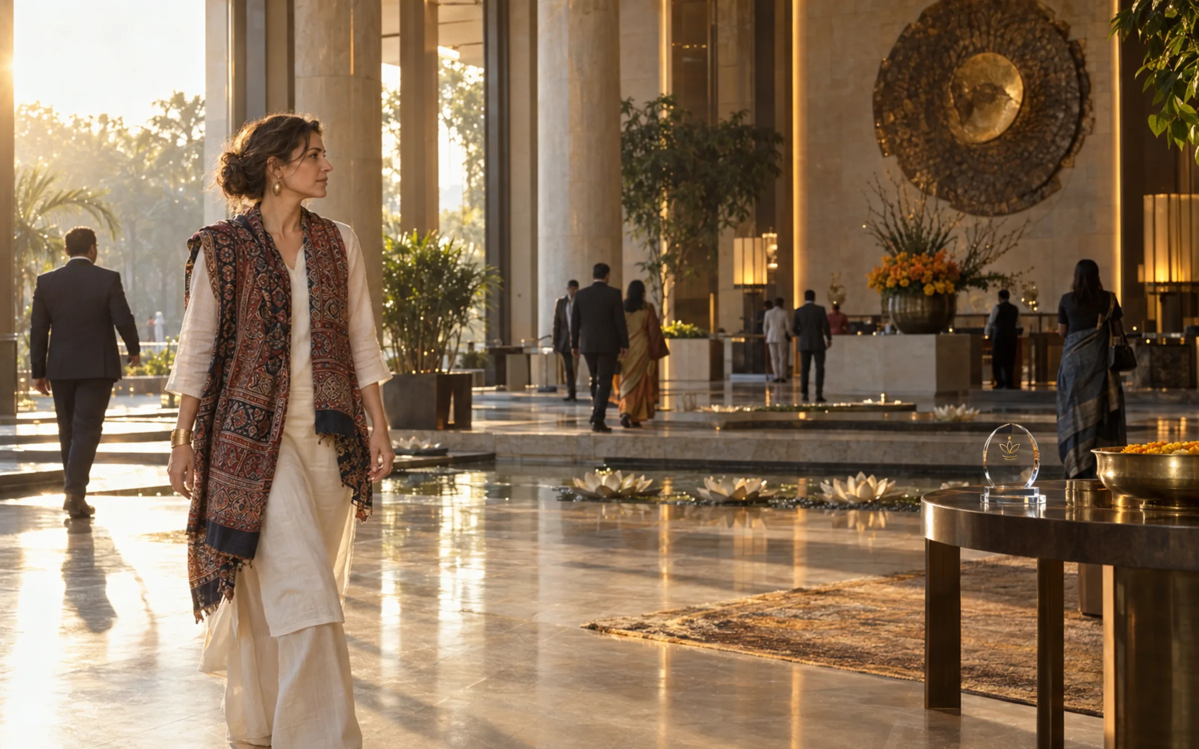 AI-generated illustration: Thirty-six sessions, each a chapter — wide establishing view