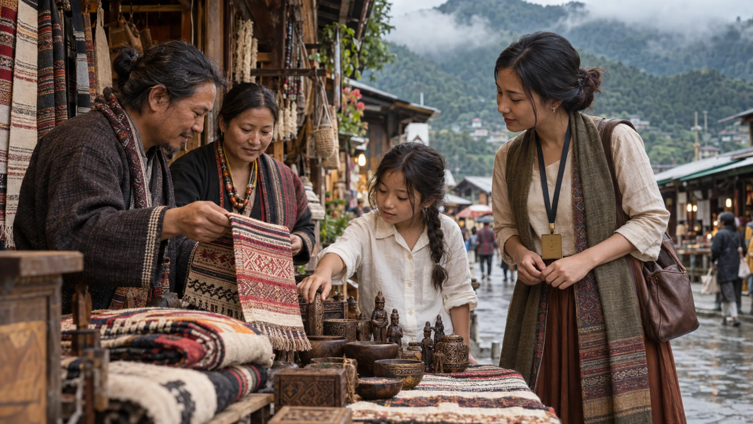 AI-generated illustration: Artisans and curators at the Living Museum