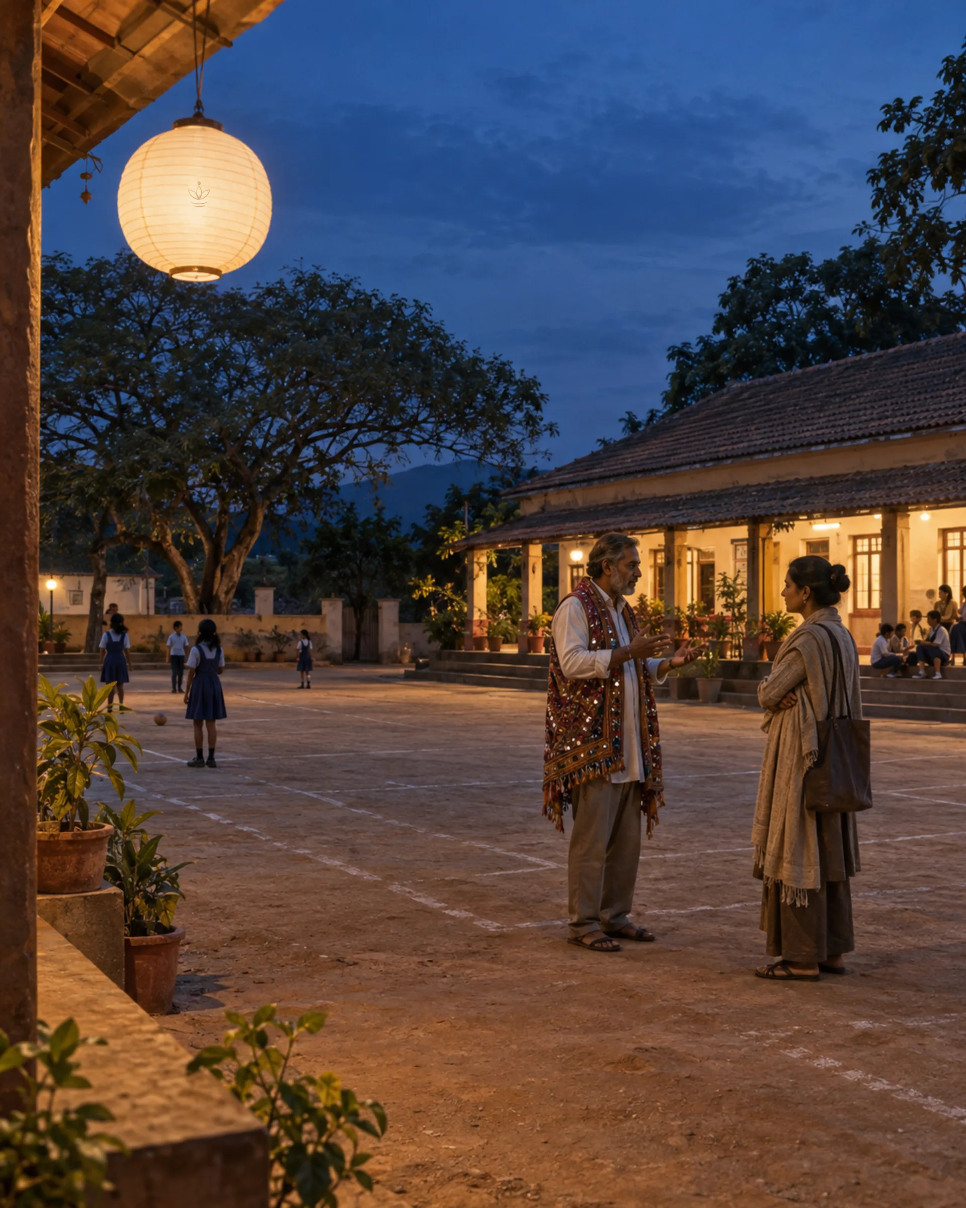 AI-generated illustration: The Museum India Needs by 2030 — people in conversation
