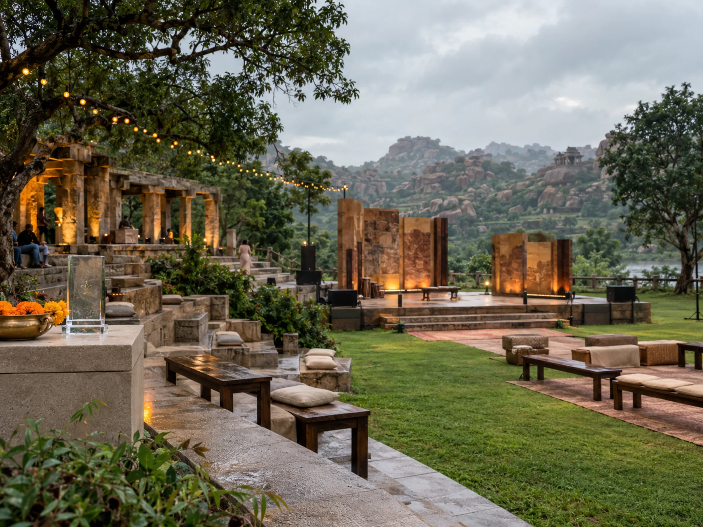 AI-generated illustration: Immersive heritage rooms · Hampi