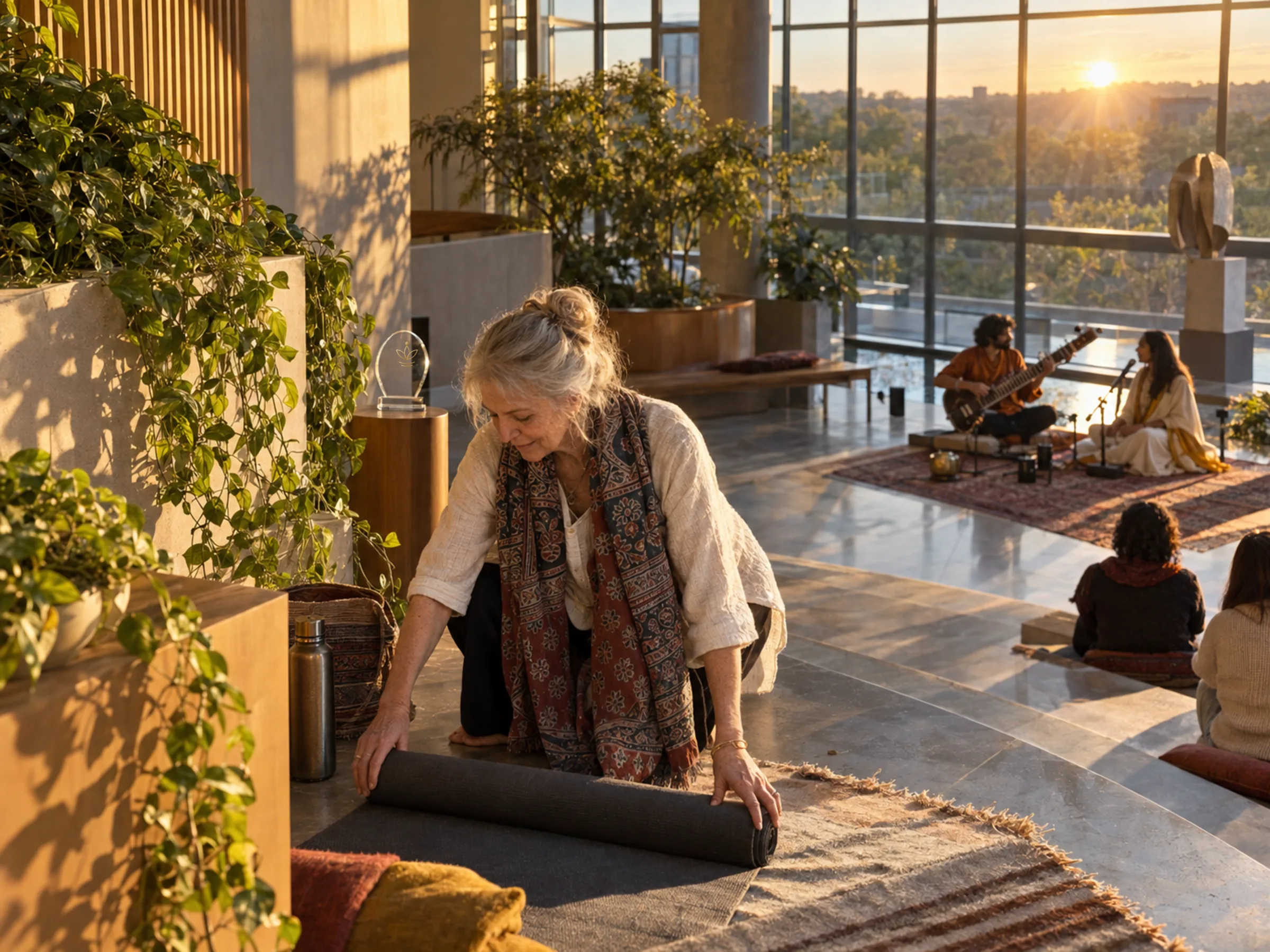 AI-generated illustration: Morning ragas and yoga · Raga Lalit