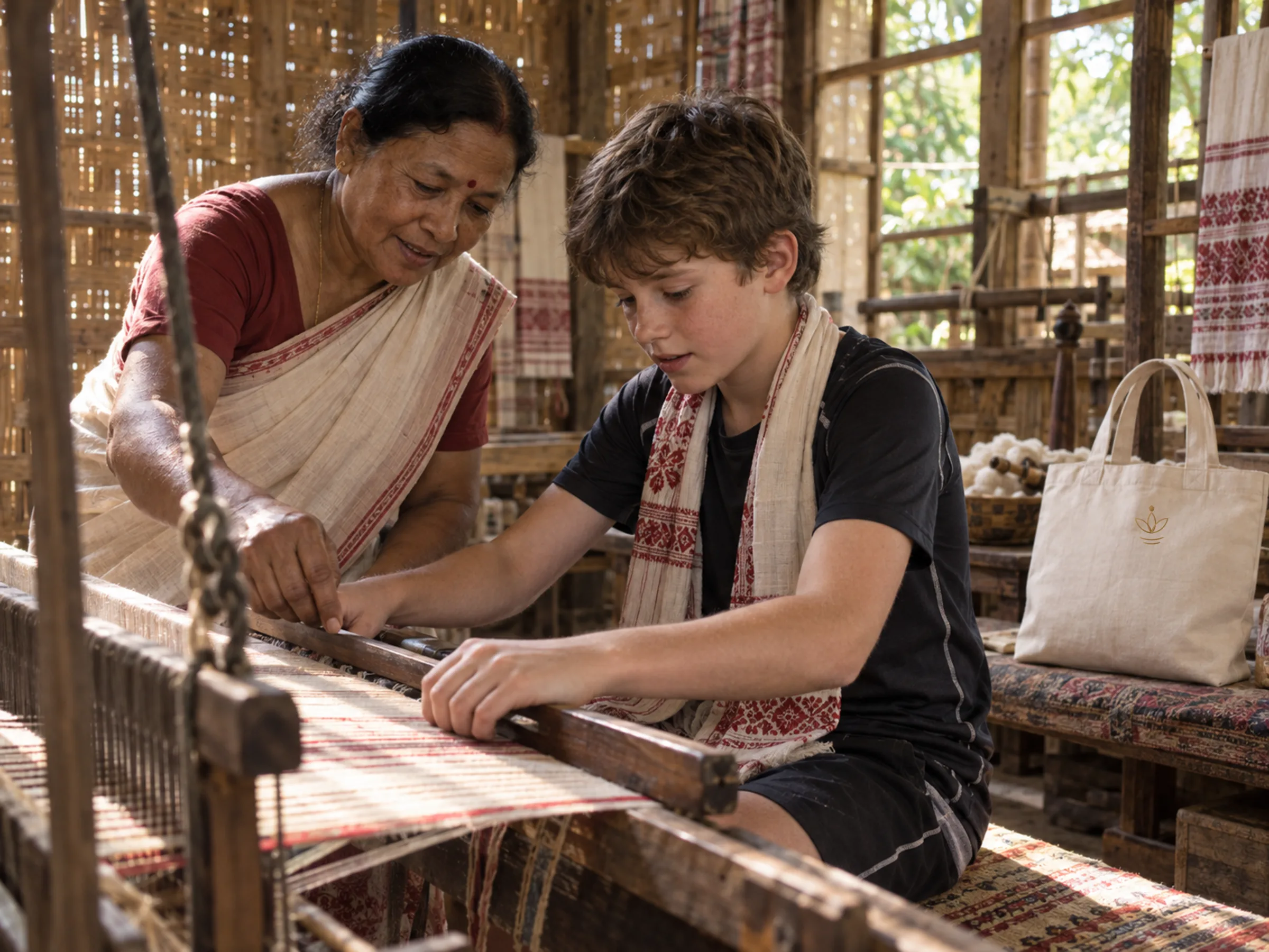 AI-generated illustration: Woven Worlds: textile heritage from loom to luxury