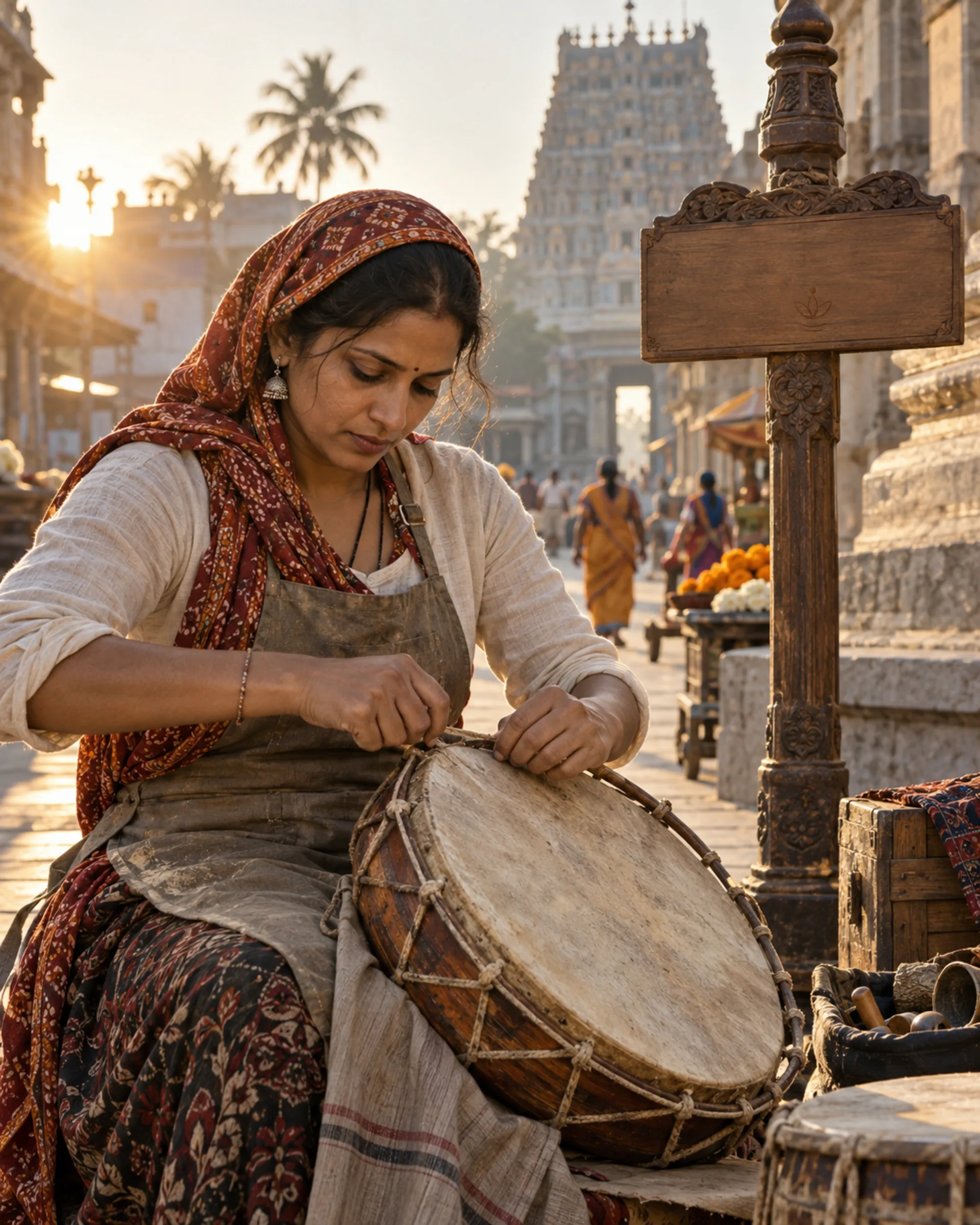 AI-generated illustration: Perform at Dharohar Dialogues — hands and detail