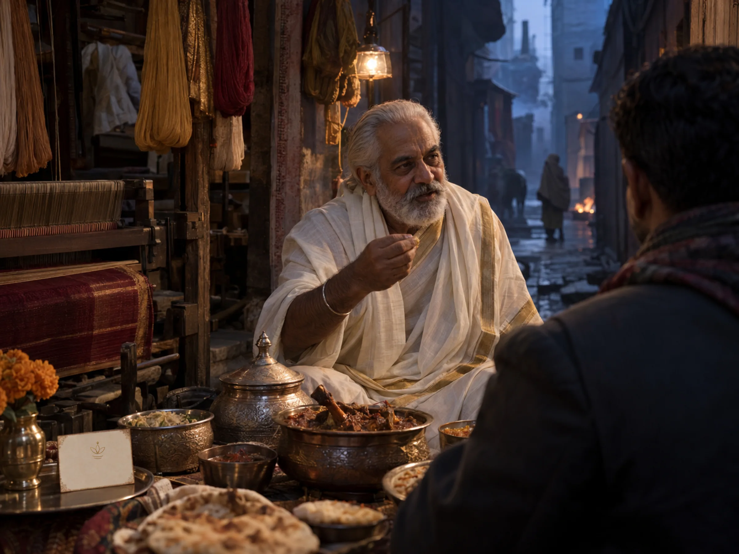 AI-generated illustration: Heritage food court · Kashmiri wazwan