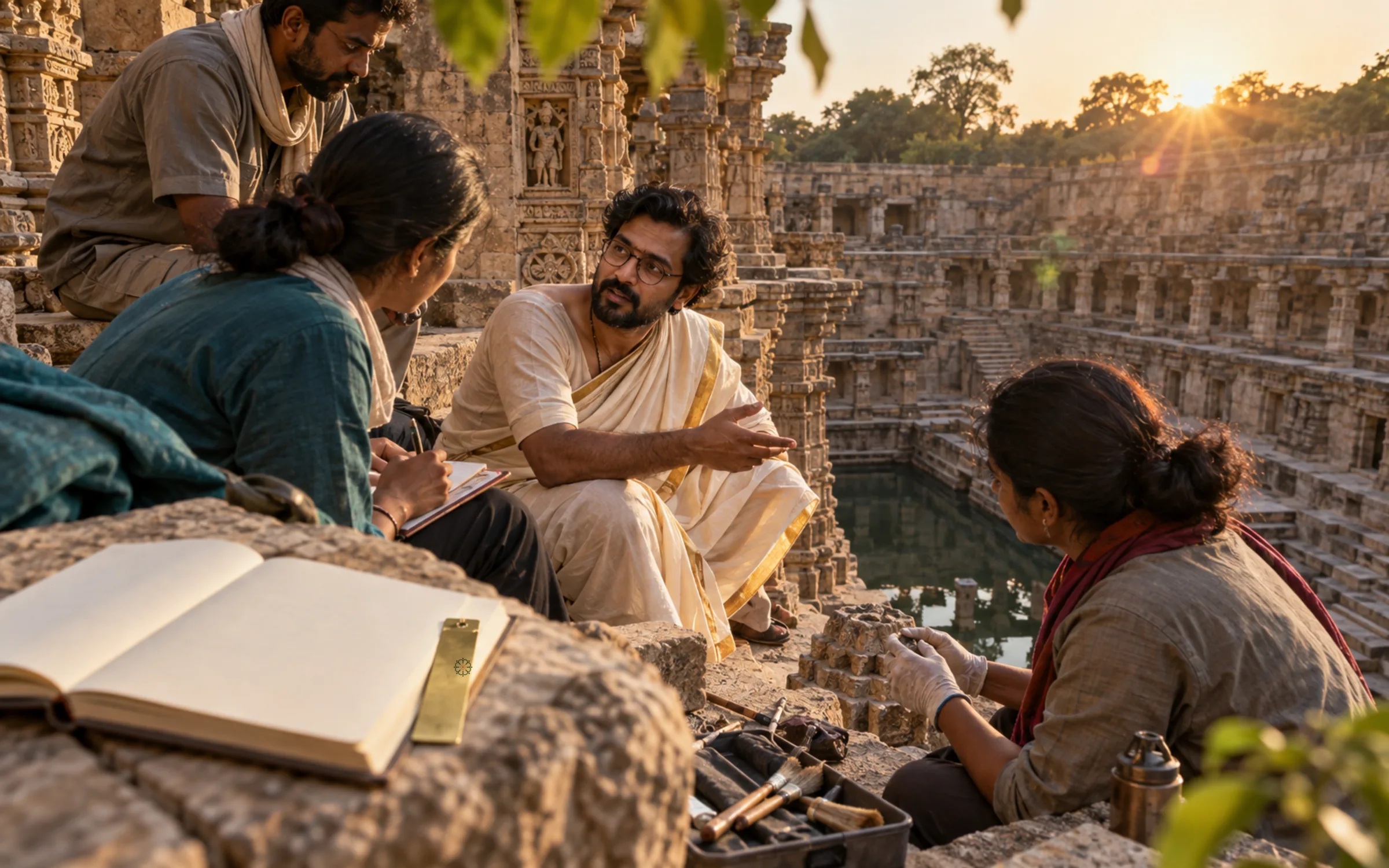 AI-generated illustration: Heritage turned into collaborations the world wants to join — wide establishing view