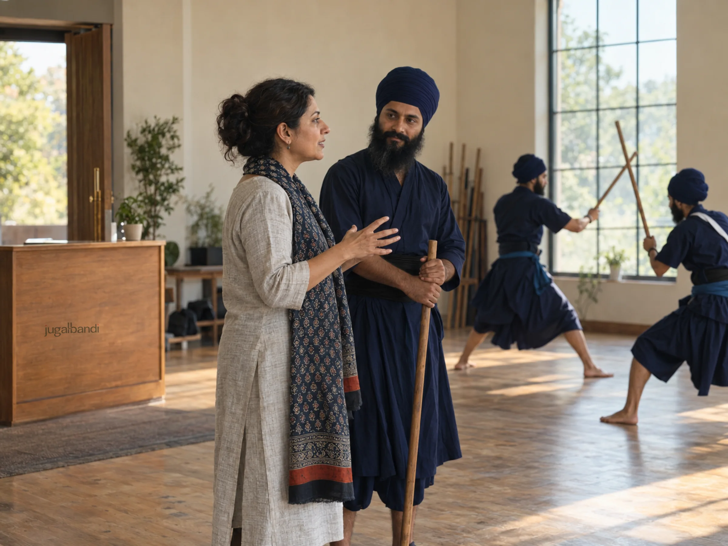 AI-generated illustration: Gatka in play