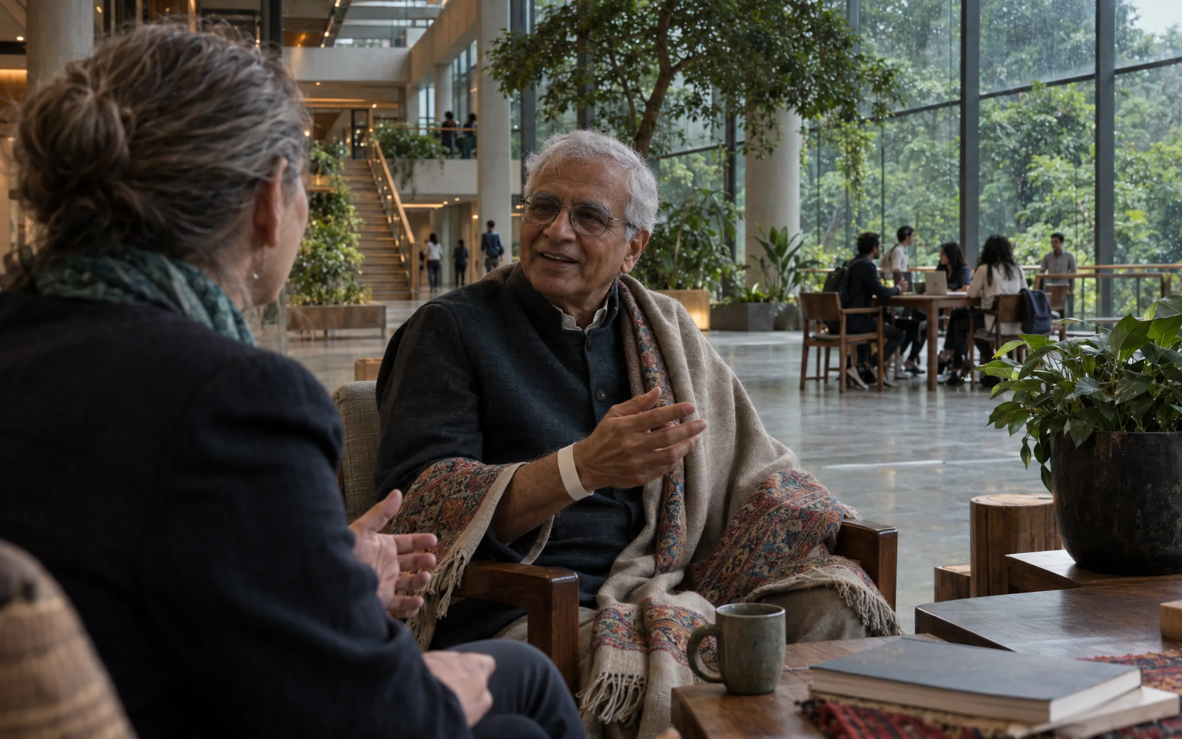 AI-generated illustration: Reach beyond India without losing your programme — wide establishing view